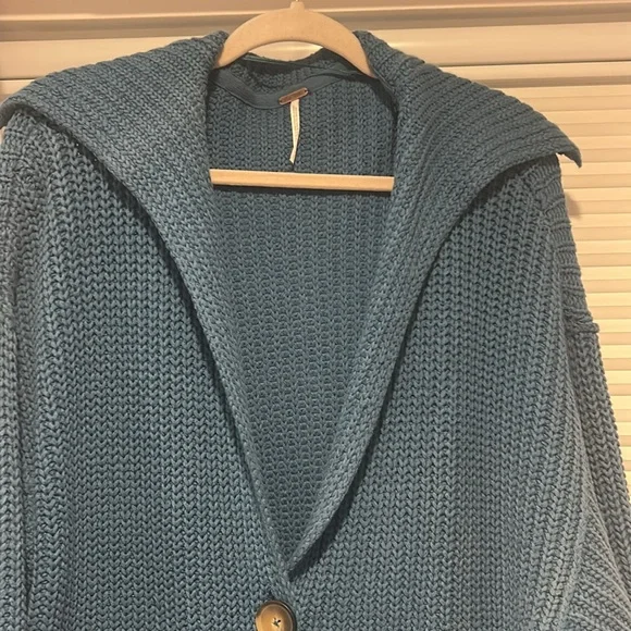 Free People Teal Button-Up Cardigan - Picture 2 of 7
